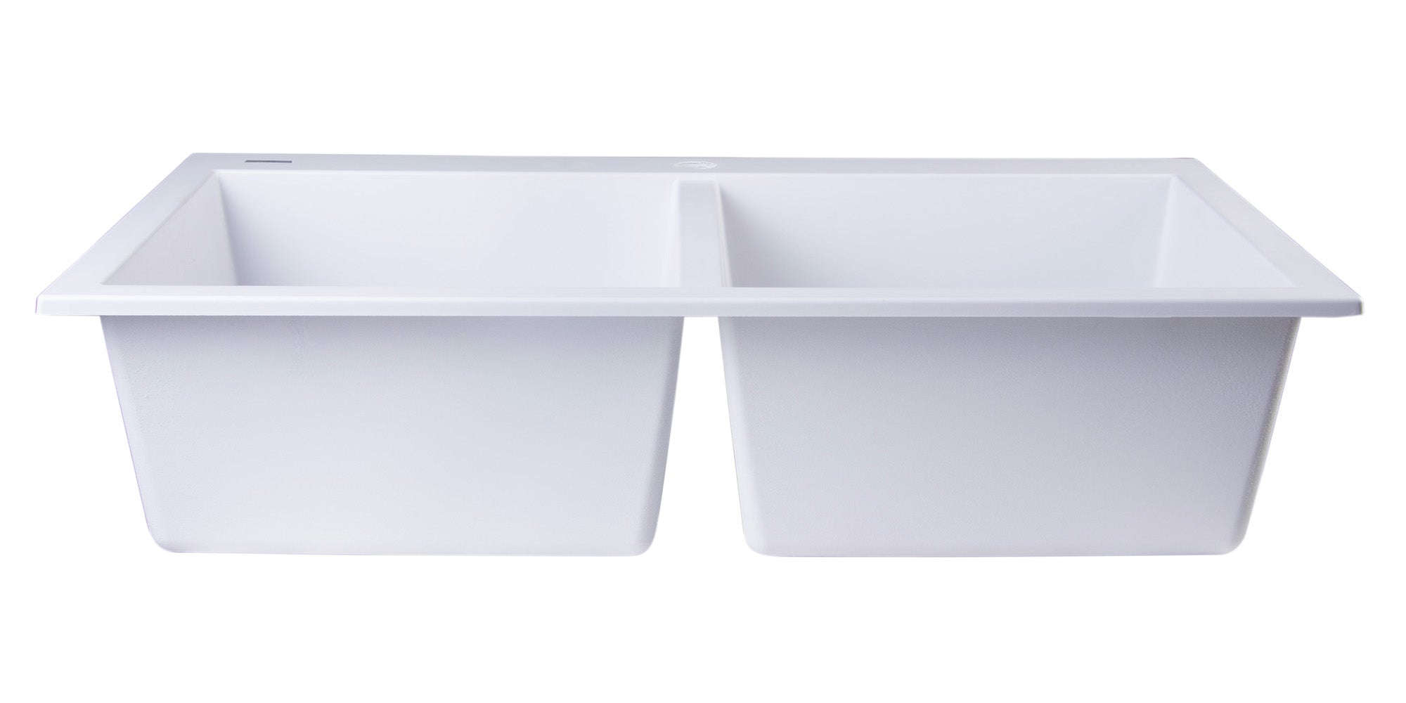 ALFI White 34" Drop-In Double Bowl Granite Composite Kitchen Sink, AB3420DI-W