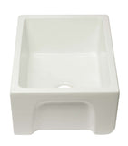 ALFI brand AB2418HS-B 24 inch Biscuit Reversible Smooth / Fluted Single Bowl Fireclay Farmhouse Sink Side