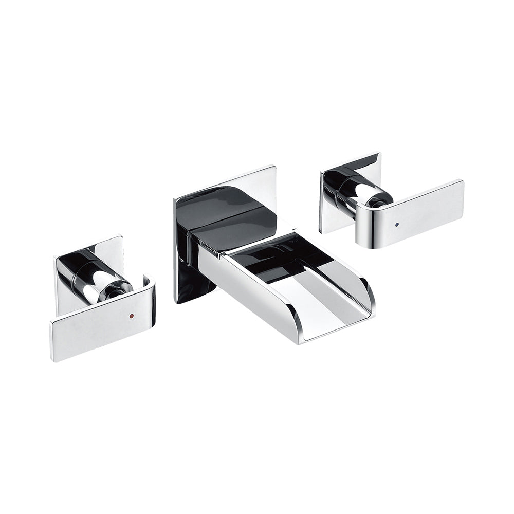 ALFI Polished Chrome Widespread Wall Mounted Modern Waterfall Bathroom Faucet, AB1796-PC