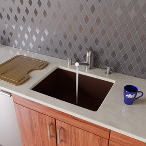 Alternate Image for ALFI brand AB2420UM-C Chocolate 24" Undermount Single Bowl Granite Composite Kitchen Sink