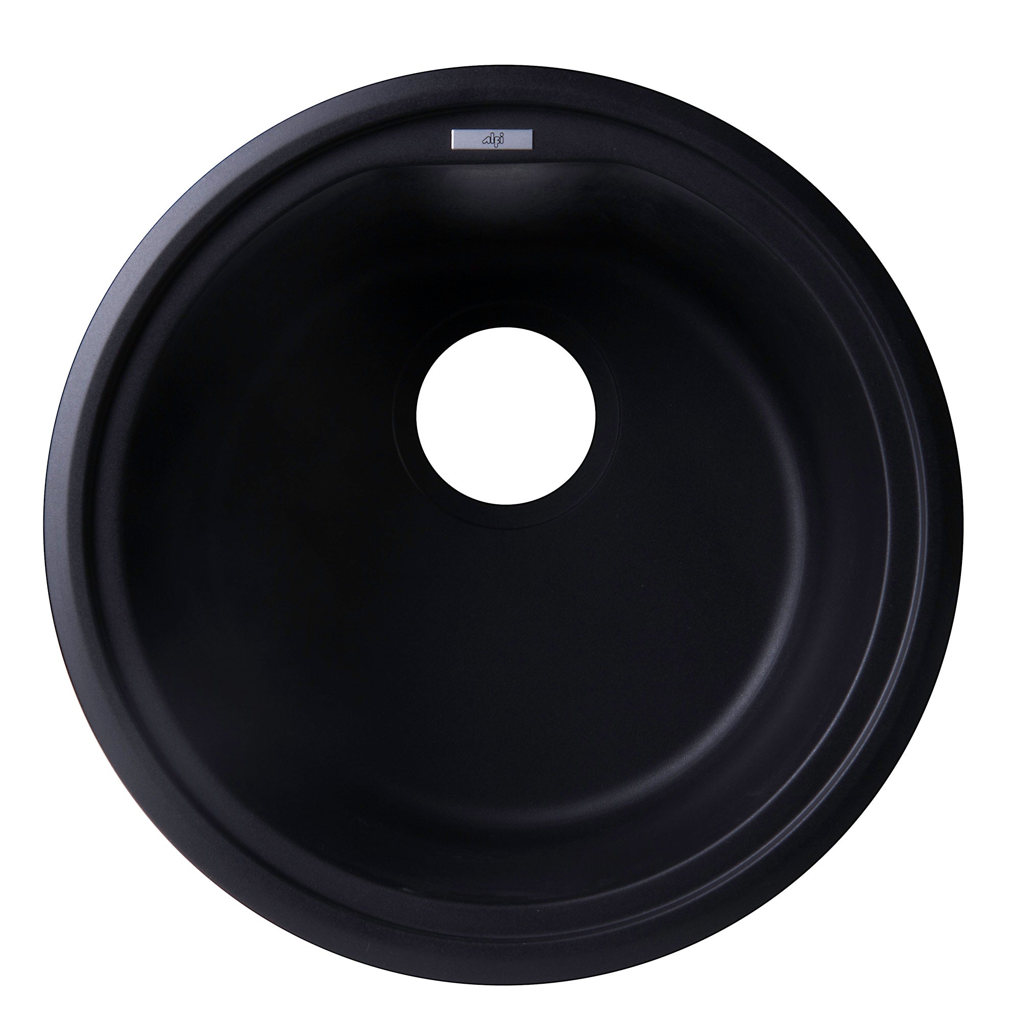 ALFI Black 17" Drop-In Round Granite Composite Kitchen Prep Sink, AB1717DI-BLA