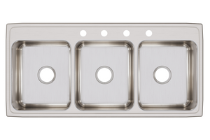 Alternate Image for Elkay Lustertone Classic 46" Stainless Steel Kitchen Sink, 33/33/33 Triple Bowl, 18 Gauge, 4 Faucet Holes, Lustrous Satin, LTR46224