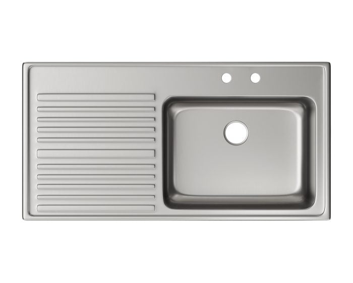Elkay Lustertone Classic 43" Stainless Steel Kitchen Sink, 18 Gauge, Lustrous Satin, 2 Faucet Hole, ILGR4322R2