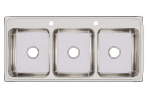 Alternate Image for Elkay Lustertone Classic 46" Stainless Steel Kitchen Sink, 33/33/33 Triple Bowl, 18 Gauge, 2 Faucet Holes, Lustrous Satin, LTR46222