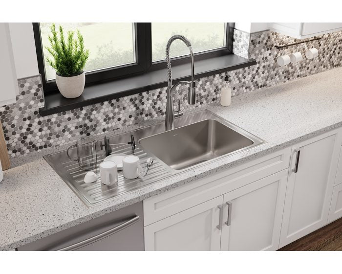 Elkay Lustertone Classic 43" Stainless Steel Kitchen Sink, 18 Gauge, Lustrous Satin, ILGR4322R1