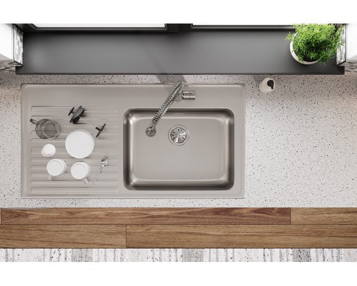 Elkay Lustertone Classic 43" Stainless Steel Kitchen Sink, 18 Gauge, Lustrous Satin, ILGR4322R1