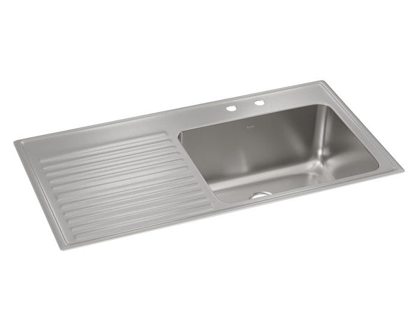 Elkay Lustertone Classic 43" Stainless Steel Kitchen Sink, 18 Gauge, Lustrous Satin, ILGR4322R2
