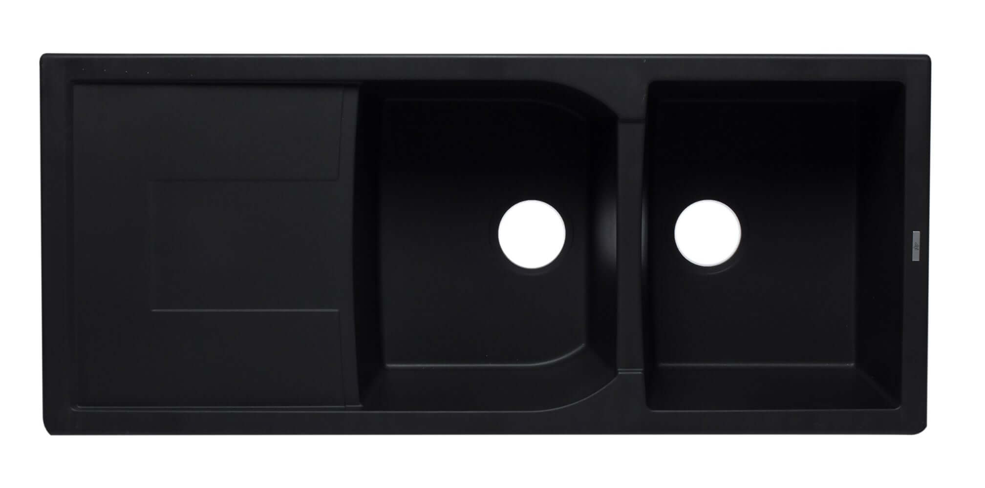 ALFI Black 46" Double Bowl Granite Composite Kitchen Sink with Drainboard, AB4620DI-BLA - The Sink Boutique