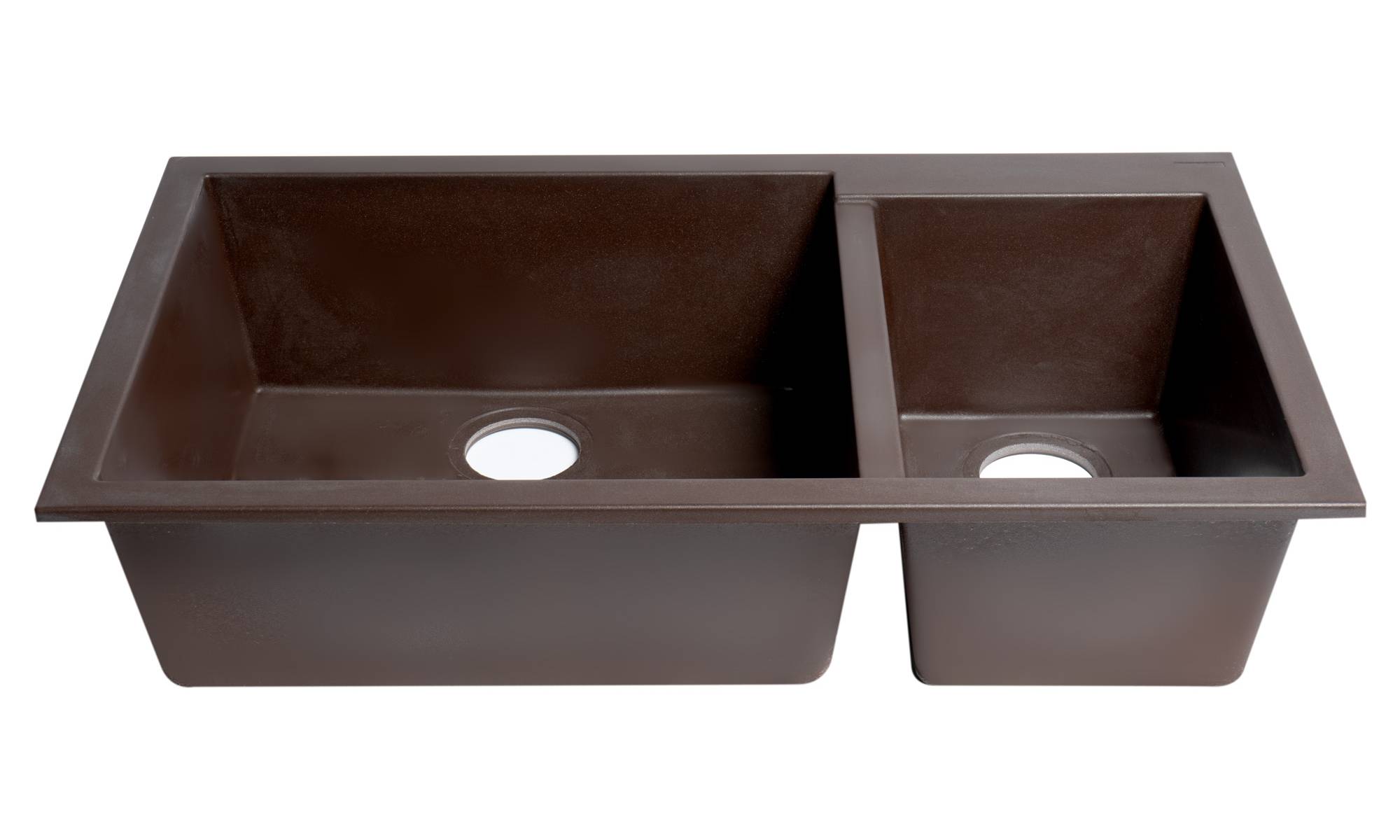 Alternate Image for ALFI brand AB3319UM-C Chocolate 34" Double Bowl Undermount Granite Composite Kitchen Sink