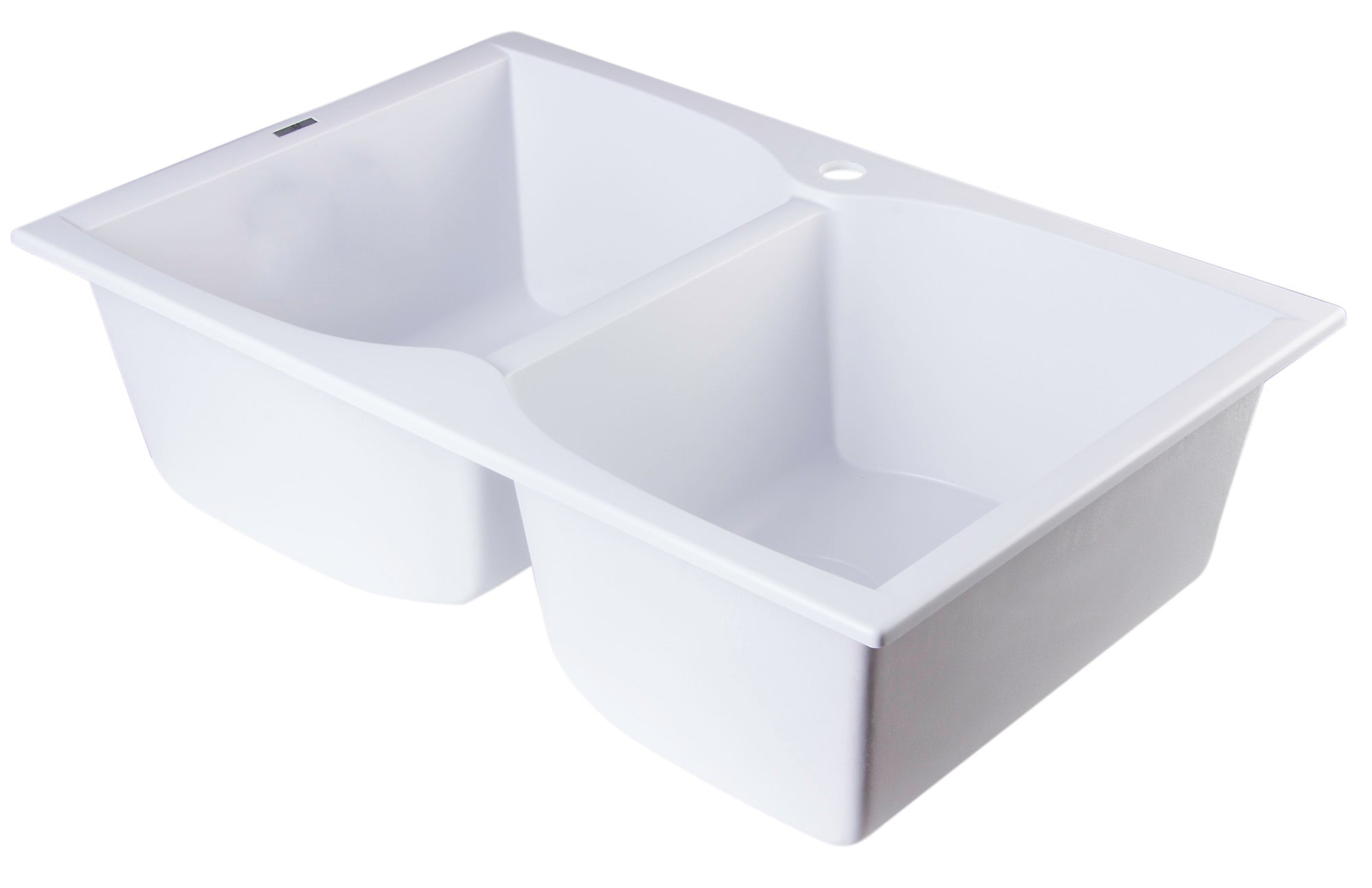 ALFI White 32" Drop-In Double Bowl Granite Composite Kitchen Sink, AB3220DI-W