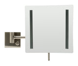 ALFI brandABM8WLED-BN Brushed Nickel Wall Mount Square 8" 5x Magnifying Cosmetic Mirror with Light - The Sink Boutique