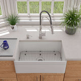 ALFI 30" Single Bowl Fireclay Farmhouse Apron Sink, White, Decorative, AB511-W