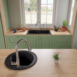 ALFI Black 33" Double Bowl Drop In Granite Composite Kitchen Sink, AB3320DI-BLA
