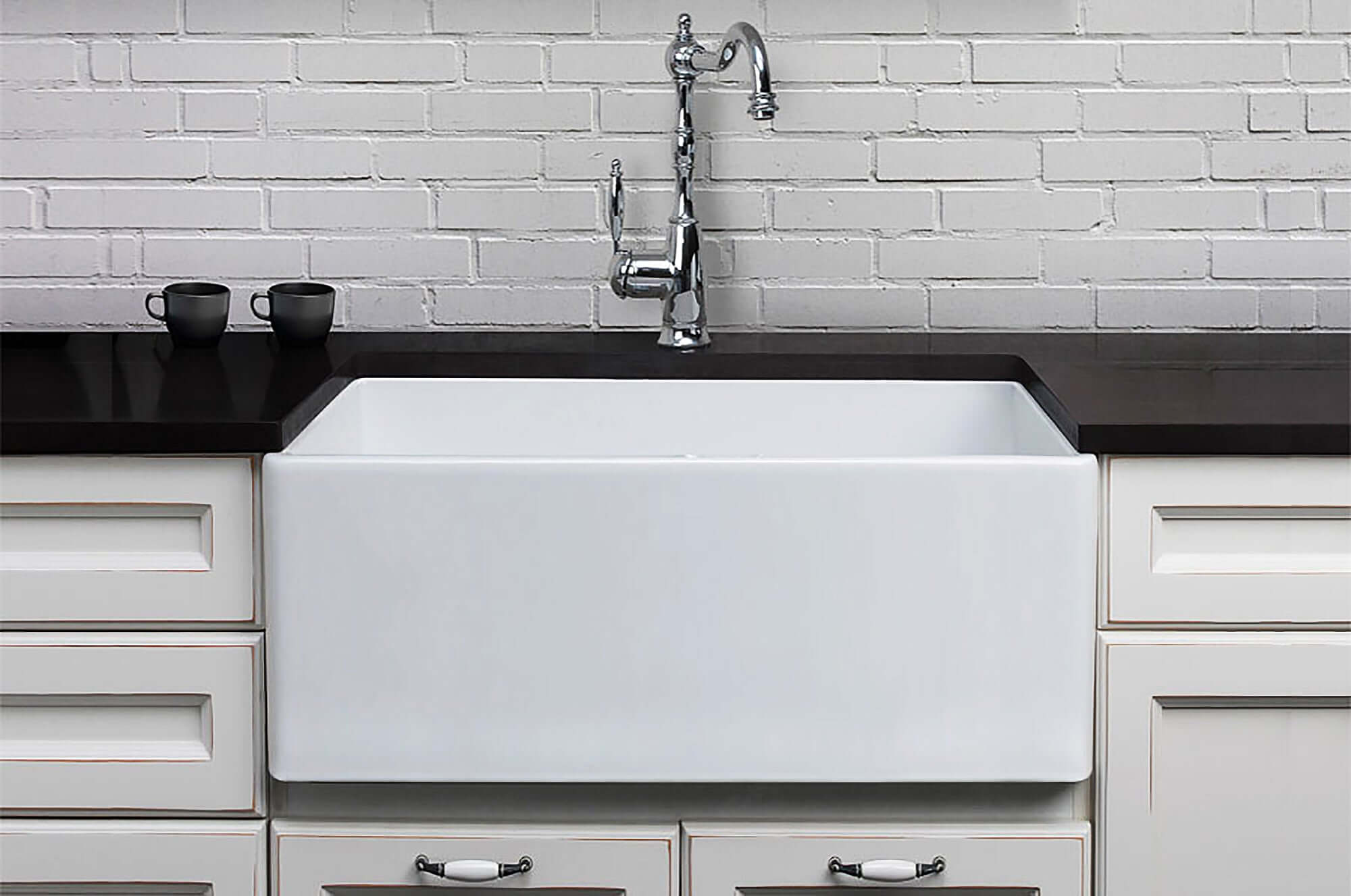 ALFI brand AB505-W White 26" Contemporary Smooth Apron Fireclay Farmhouse Kitchen Sink - The Sink Boutique