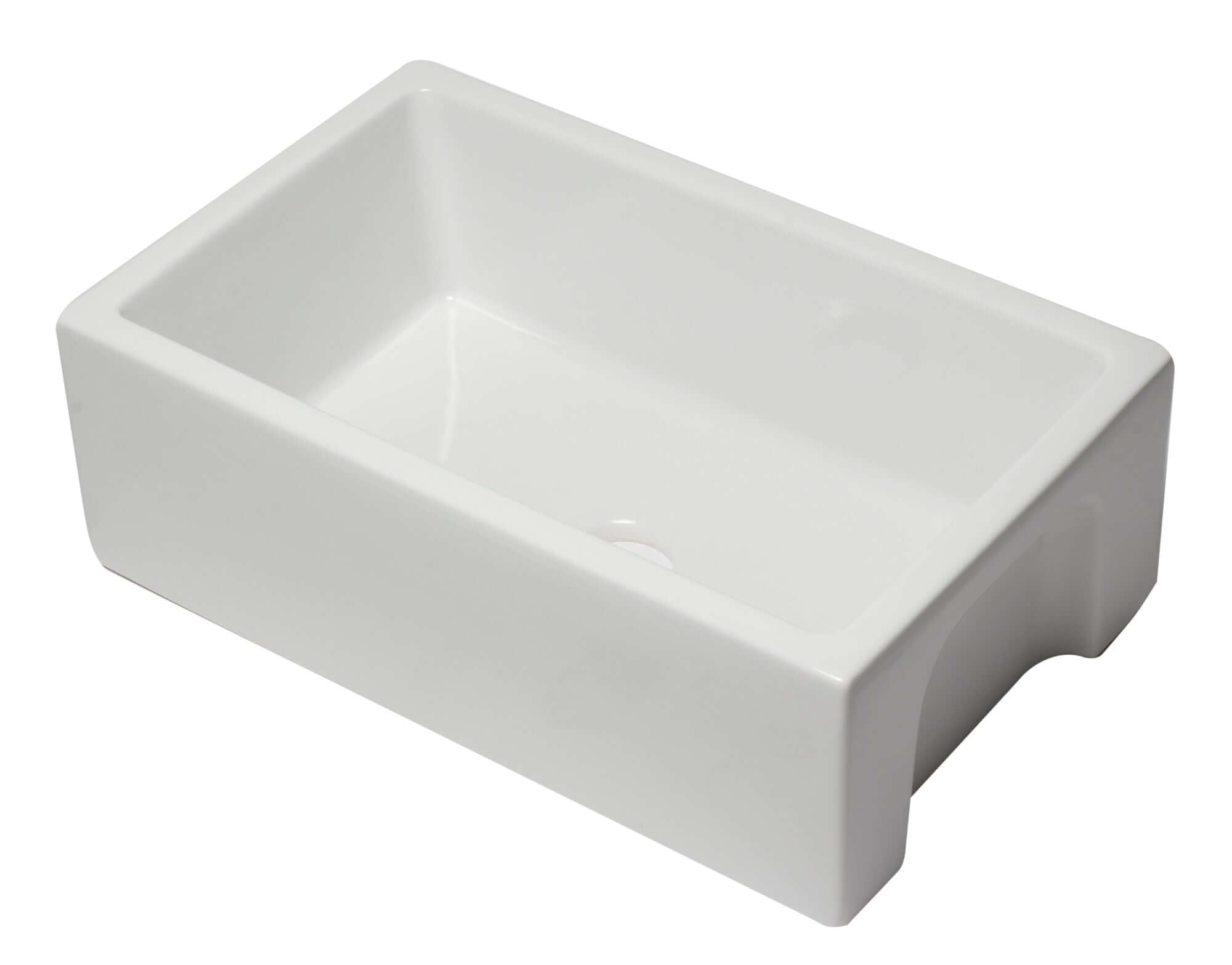 ALFI 30" Single Bowl Fireclay Farmhouse Apron Sink, White, Reversible, AB3018HS-W