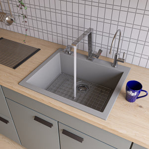 Alternate Image for ALFI brand AB2420DI-T Titanium 24" Drop-In Single Bowl Granite Composite Kitchen Sink