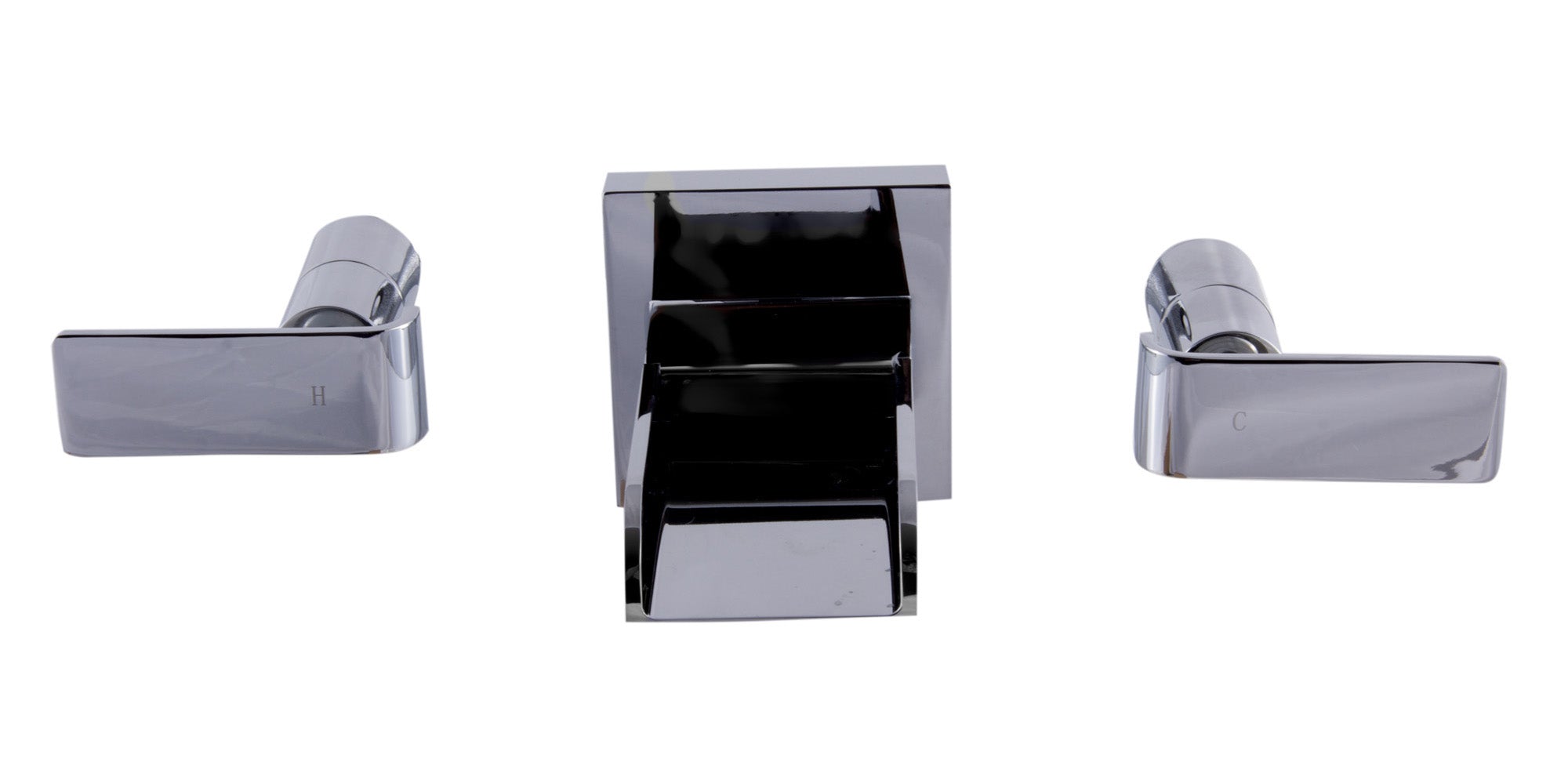 ALFI Polished Chrome Widespread Wall Mounted Modern Waterfall Bathroom Faucet, AB1796-PC