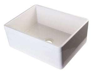 Alternate Image for ALFI 26" Single Bowl Fireclay Farmhouse Apron Sink, Biscuit, Decorative, AB506-B