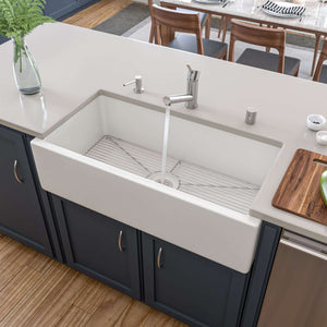Alternate Image for ALFI 36" Single Bowl Fireclay Farmhouse Kitchen Sink, White, Reversible, AB3618HS-W