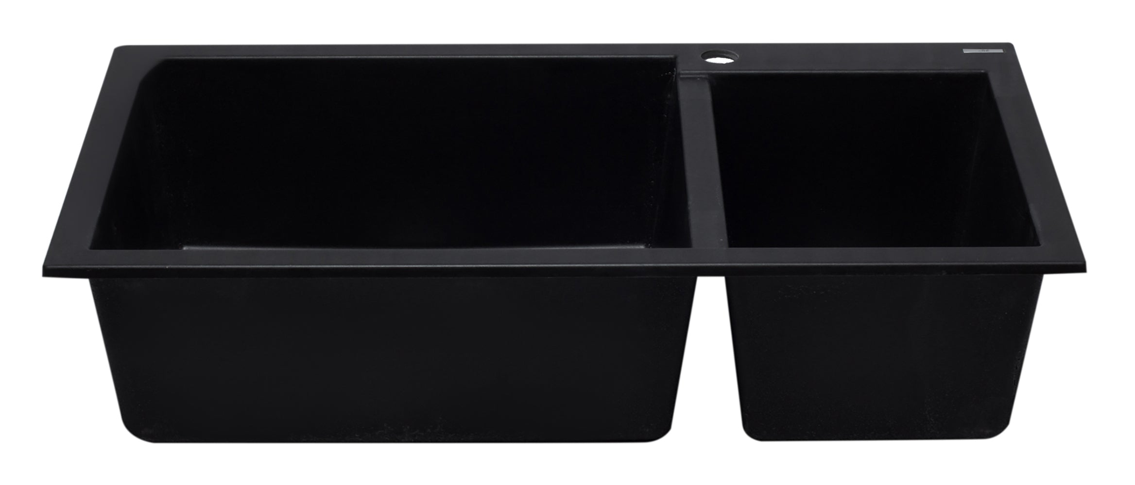 ALFI Black 34" Double Bowl Drop In Granite Composite Kitchen Sink, AB3319DI-BLA