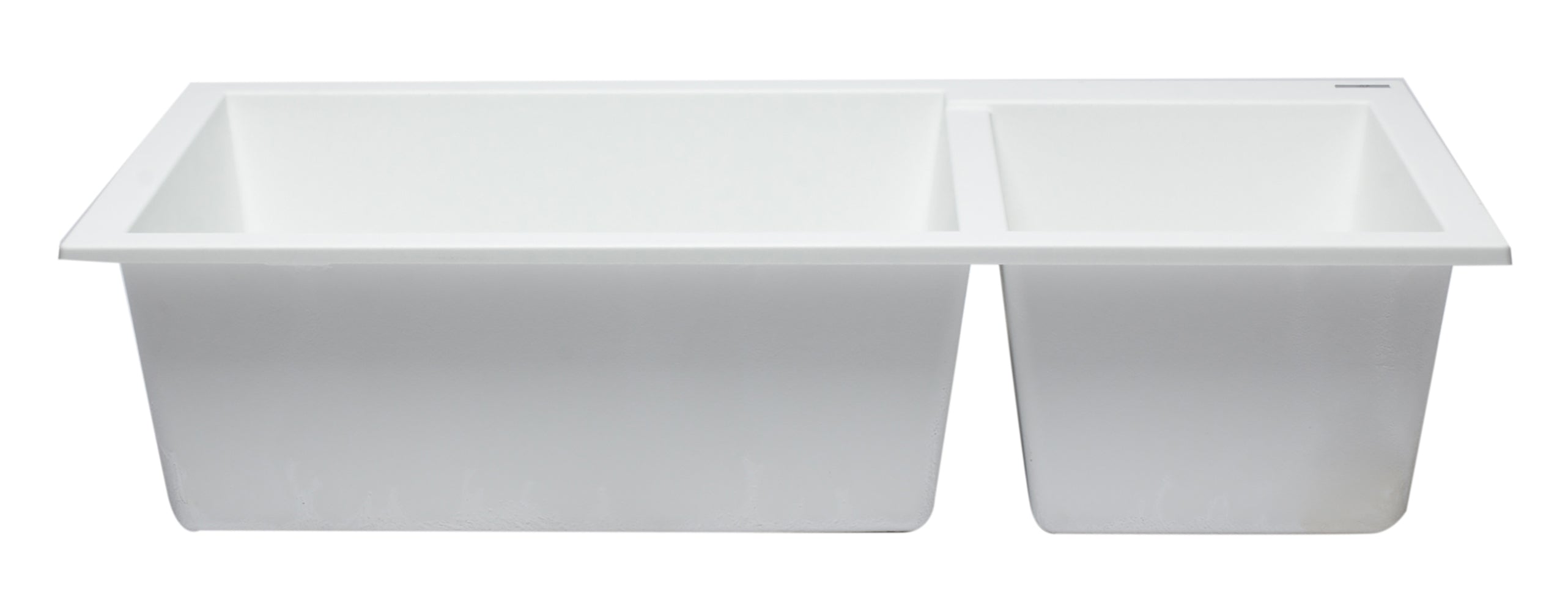 ALFI White 34" Double Bowl Undermount Granite Composite Kitchen Sink, AB3319UM-W