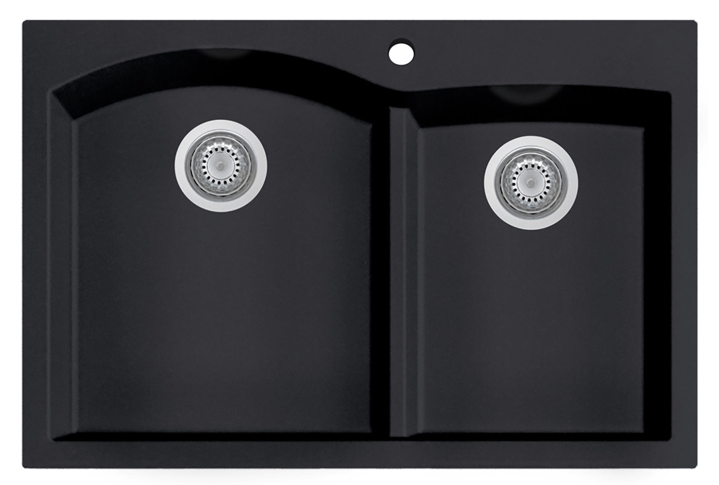 ALFI Black 33" Double Bowl Drop In Granite Composite Kitchen Sink, AB3320DI-BLA