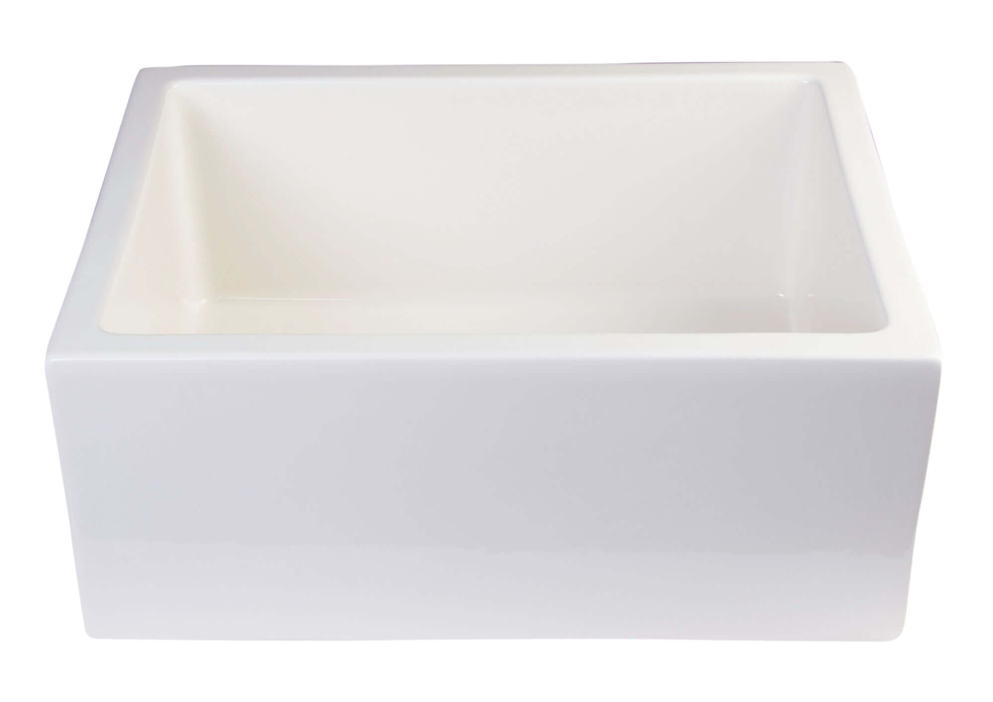 ALFI brand AB2418SB-B  24" Biscuit Smooth Thick Wall Fireclay Single Bowl Farmhouse Sink Angled Top