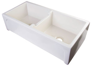 Alternate Image for ALFI 39" Arched Double Bowl Thick Wall Fireclay Farmhouse Sink, Biscuit, AB3918ARCH-B