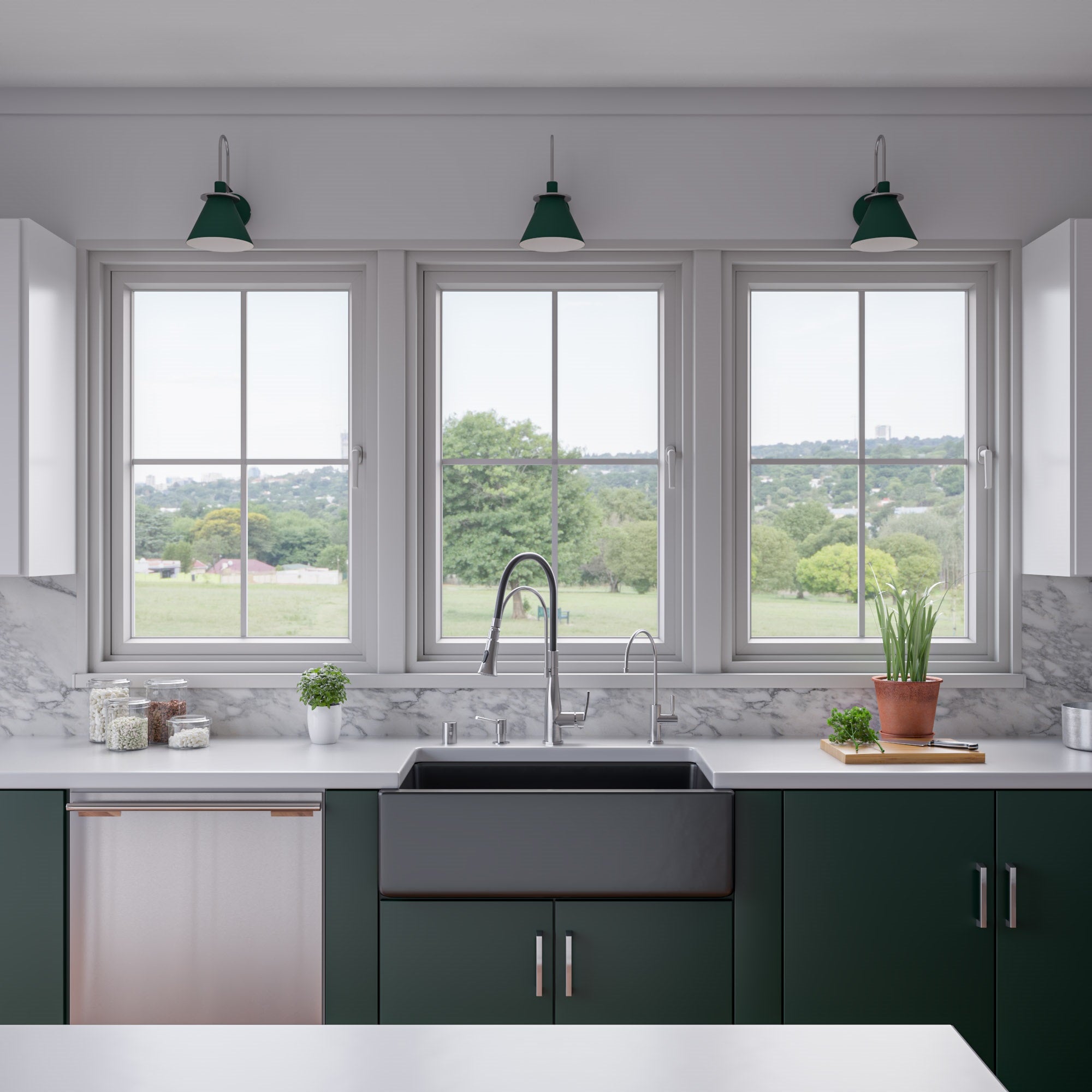 ALFI 33" Fireclay Farmhouse Kitchen Sink, Single Bowl, Reversible, Black Gloss, AB3318HS-BG