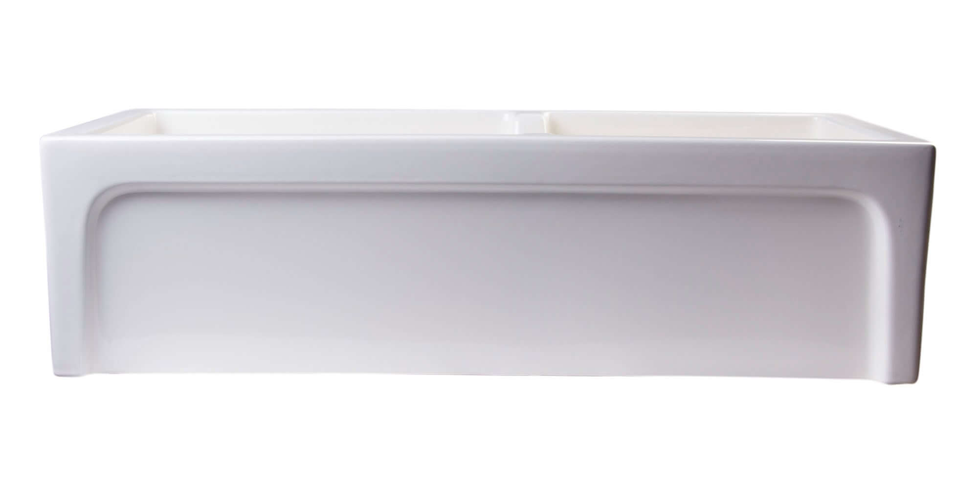 ALFI brand AB3618ARCH-B  36" Biscuit Arched Apron Thick Wall Fireclay Double Bowl Farm Sink - The Sink Boutique