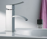 ALFI Polished Chrome Square Body Curved Spout Single Lever Bathroom Faucet, AB1258-PC - The Sink Boutique
