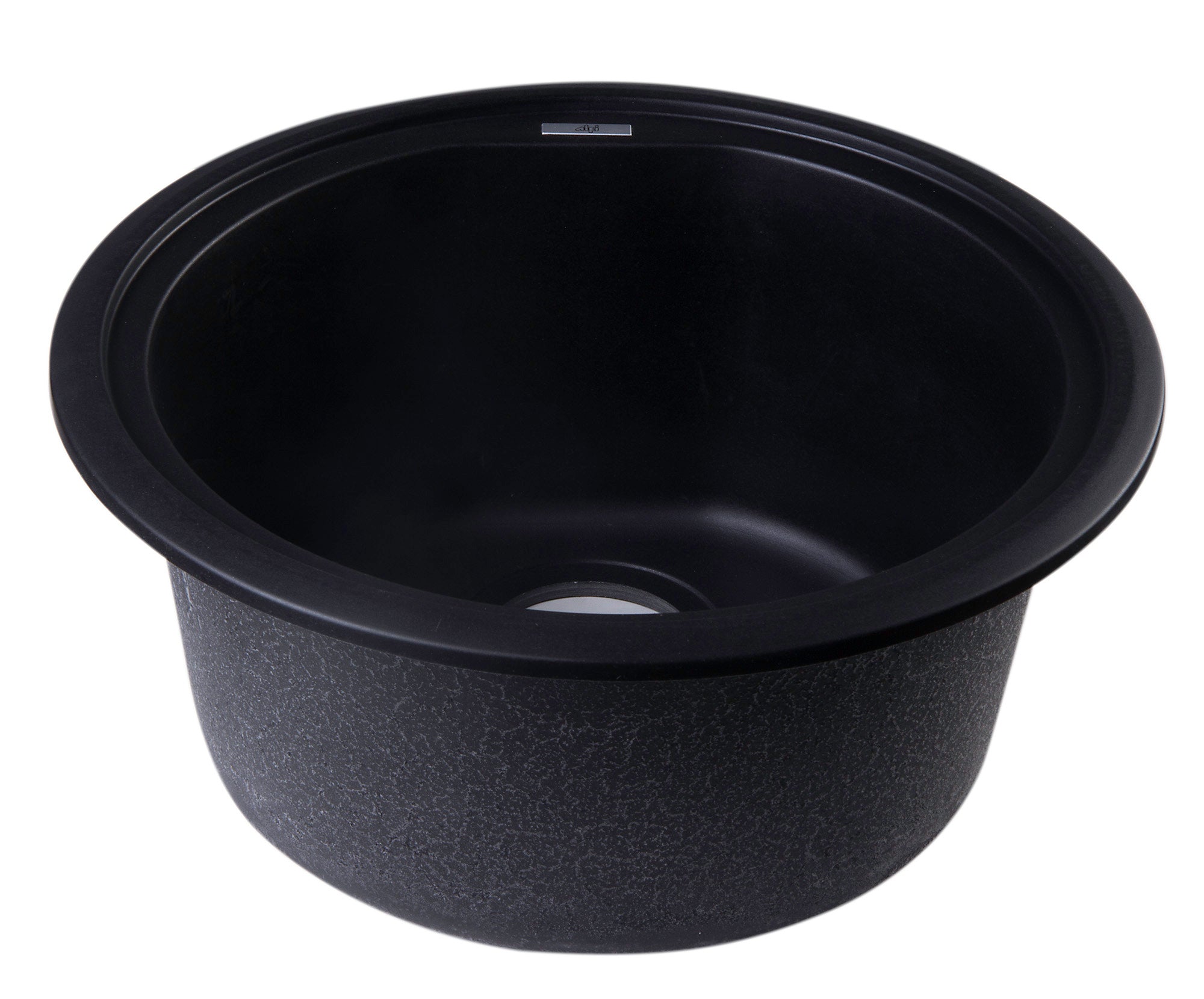 ALFI Black 17" Drop-In Round Granite Composite Kitchen Prep Sink, AB1717DI-BLA