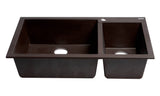 ALFI brand AB3319DI-C Chocolate 34" Double Bowl Drop In Granite Composite Kitchen Sink