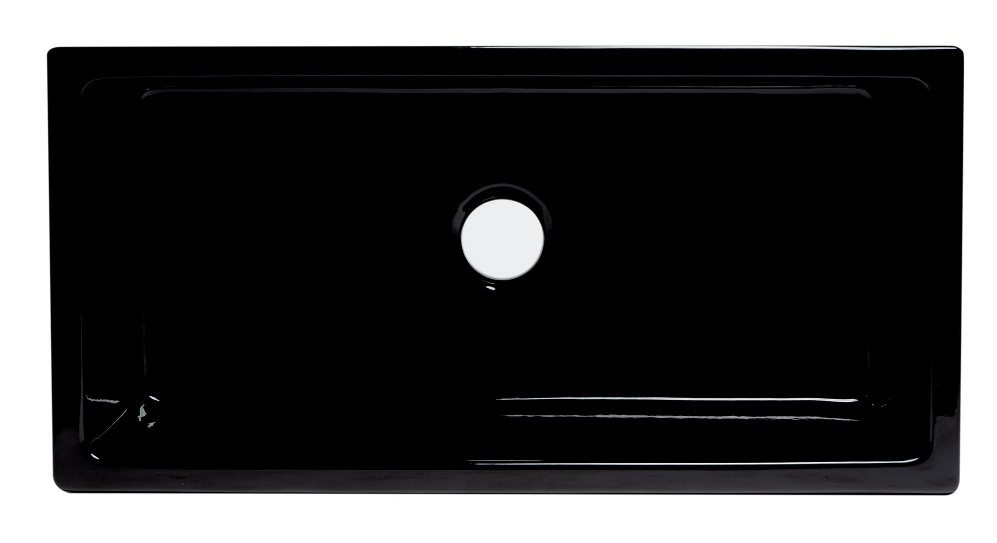 ALFI 36" Single Bowl Fireclay Farmhouse Kitchen Sink, Black Gloss, Reversible, AB3618HS-BG