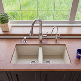 ALFI Biscuit 34" Undermount Double Bowl Granite Composite Kitchen Sink, AB3420UM-B