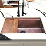 Nantucket Sinks Brightwork Home 32" Dual Mount Copper Workstation Kitchen Sink with Accessories, 16 Gauge, KCH-PS-3220
