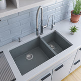 ALFI brand AB3319UM-T Titanium 34" Double Bowl Undermount Granite Composite Kitchen Sink