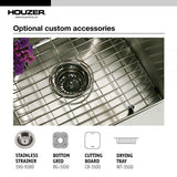 Houzer 32" Stainless Steel Topmount Legend Corner Bowl Kitchen Sink, LCR-3221-1 - The Sink Boutique