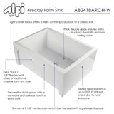 ALFI 24" Thick Wall Single Bowl Fireclay Farmhouse Apron Sink, White - The Sink Boutique