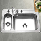 Houzer 33" Stainless Steel Topmount 80/20 Double Bowl Kitchen Sink, LHD-3322-1 - The Sink Boutique