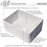 ALFI brand 24" Fireclay Farmhouse Sink, White, ABF2418-W - The Sink Boutique