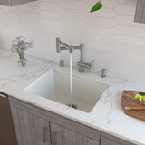ALFI brand 24" Fireclay Undermount Kitchen Sink, White, AB2418UD-W - The Sink Boutique