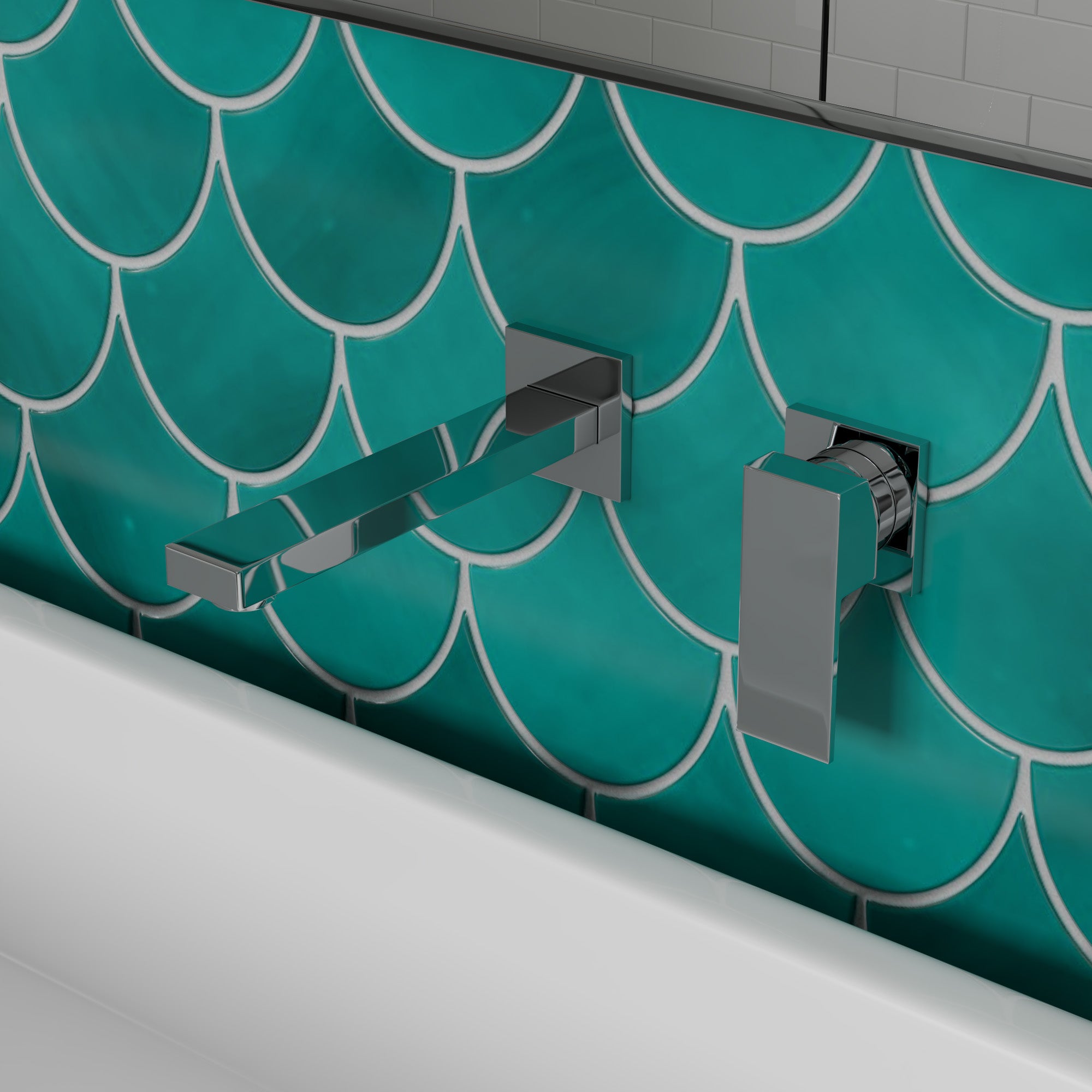 ALFI Polished Chrome Single Lever Wallmount Bathroom Faucet, AB1468-PC