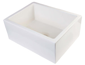 Alternate Image for ALFI 24" Single Bowl Thick Wall Fireclay Farmhouse Apron Sink, Biscuit, AB2418SB-B