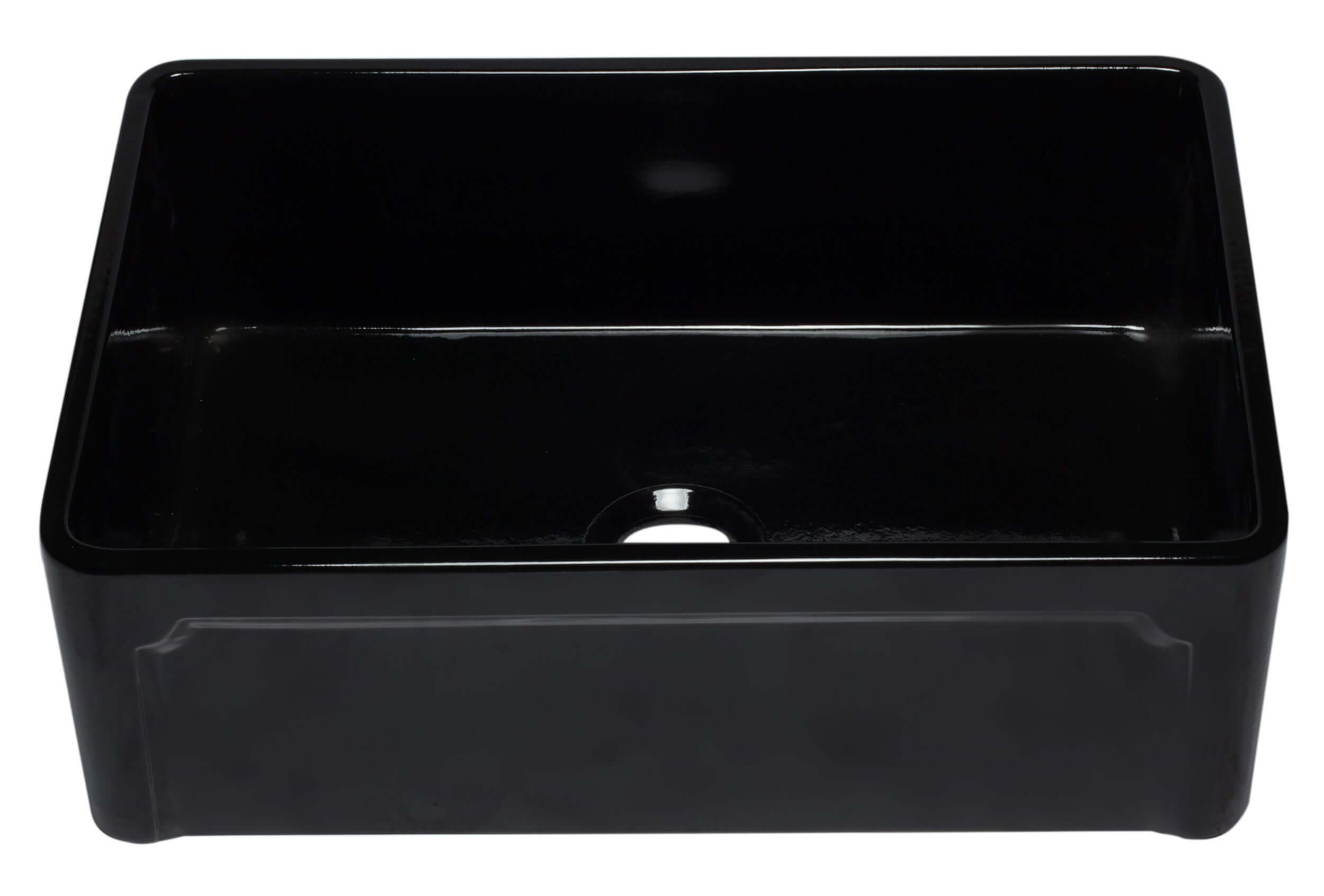 ALFI 30" Single Bowl Fireclay Farmhouse Apron Sink, Black Gloss, AB3020SB-BG - The Sink Boutique
