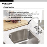 Houzer 13" Stainless Steel Undermount Bar/Prep Sink, CS-1307-1 - The Sink Boutique