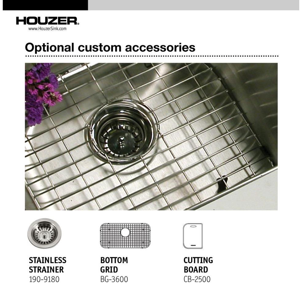 Houzer 33" Stainless Steel Undermount Large Single Bowl Kitchen Sink, MGS-3018-1 - The Sink Boutique
