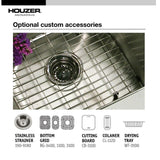 Houzer 40" Stainless Steel Undermount Triple Bowl Kitchen Sink, MGT-4120-1 - The Sink Boutique