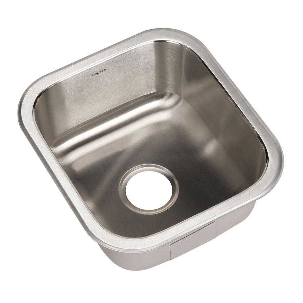 Houzer 16" Stainless Steel Undermount Club Prep/Large Bar Sink Bar Sink, MS-1708-1 - The Sink Boutique