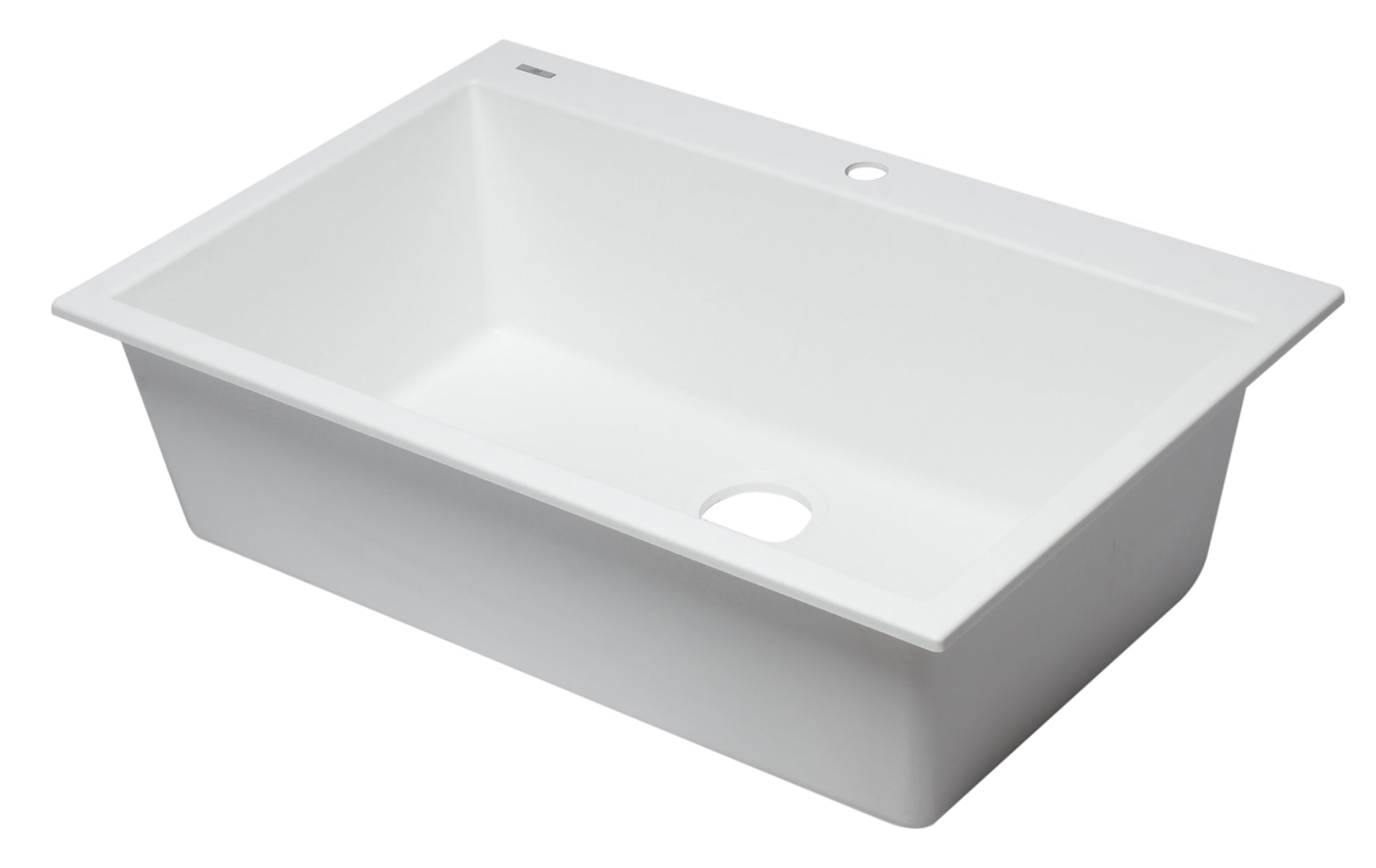 ALFI White 33" Single Bowl Drop In Granite Composite Kitchen Sink, AB3322DI-W